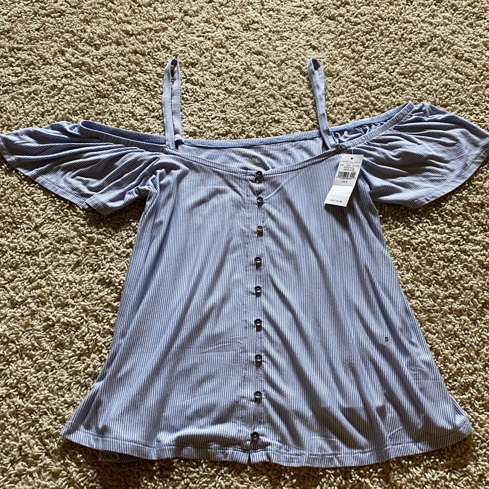 COPY - American Eagle Blue & White Striped Shirt